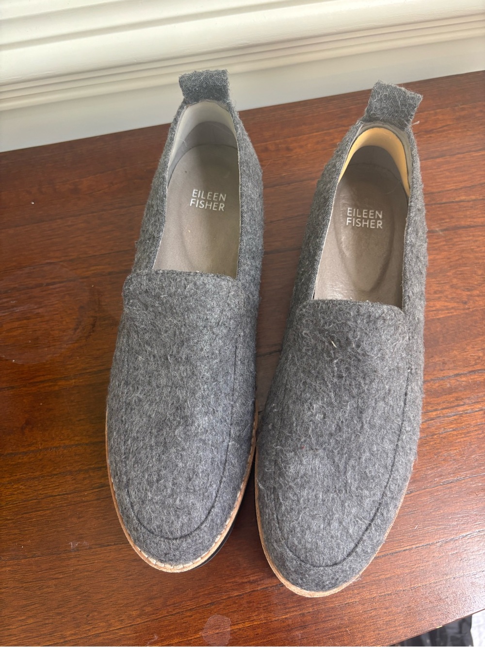 Eileen Fisher women’s Gray wool Slip-On Loafers/shoes